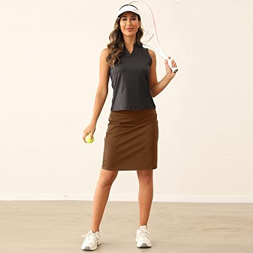 Bayan Diz Boyu Tenis Etek Golf Mütevazı Skorts Etekler Şort Cepler Yürüyüş Sporları için