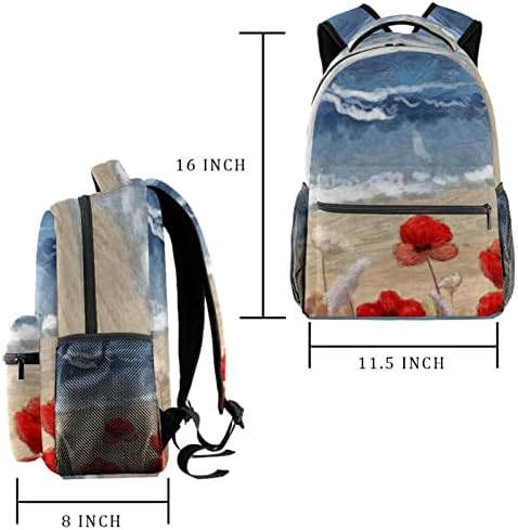 KAPOHU Kırmızı Çiçekler Deniz Rahat Okul erkekler için sırt çantası Kızlar Laptop Sırt Çantası Seyahat Çantası Erkekler Kadınlar için