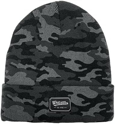 Watson Eldiven Unisex Toque-Gri Camo 100 % Akrilik Sıcak Kış Bere Şapka, Watson Miras Yama ile Manşet Katlayın