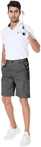 PULI erkek Streç Hibrid Golf Şort 9 İnç Yürüyüş Elbise Düz Ön Rahat Çalışma için Hafif Hızlı Kuru cepler ile