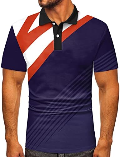 XXBR erkek Polo Golf Gömlek, yaz Rahat Tenis Tops Kısa Kollu Slim Fit Düğme Devrik Boyun Çizgili Spor Gömlek