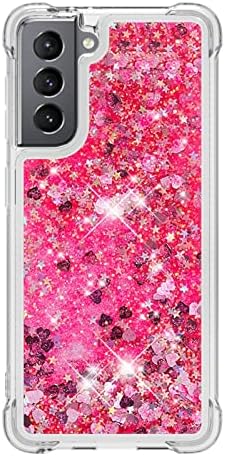 Telefon Kılıfı Glitter Kılıf Samsung Galaxy S21 ile uyumlu 5G Kılıf Kadın Kızlarla uyumlu Girly Sparkle Sıvı Lüks Yüzen Bataklık Şeffaf