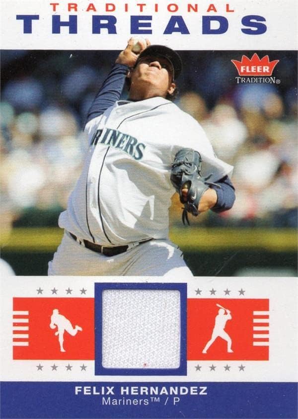 Felix Hernandez oyuncu yıpranmış jersey yama beyzbol kartı (Seattle Mariners) 2006 Fleer Geleneksel Konuları TTFH-MLB Oyun Kullanılan