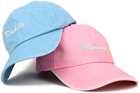 Trendy Giyim Mağazası Komut dosyası Anne ve baba Pigment Boyalı Çift 2 Adet kap Seti - Pembe - açık mavi