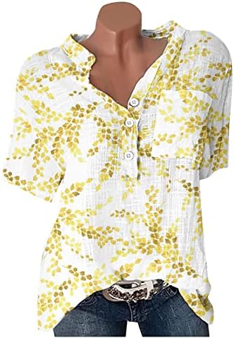 Artı Boyutu Çiçek Bluzlar Kadınlar için Şık Rahat Kısa Kollu Üstleri 2023 Moda Düğme Aşağı Gömlek