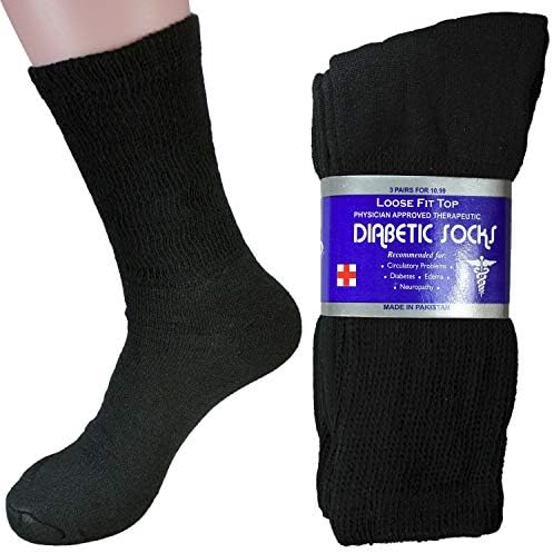 6 Pairs Erkek Dolaşım Diyabetik Ekip Buzağı Çorap Sağlık Pamuk 9-15 Siyah