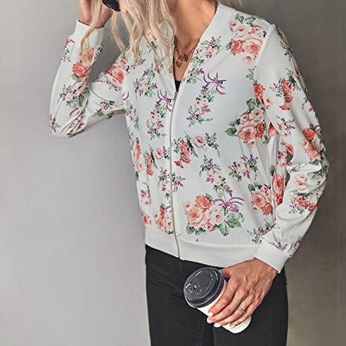 Bahar tasarımları ile uzun kollu üstleri kadın açık şık Zip gömme Polyester ceket çiçek yakasız ışık