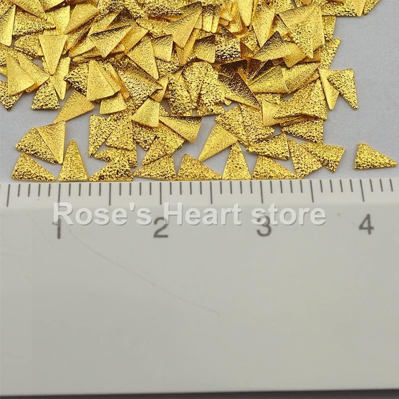 500 adet 3D Altın Metal Buzlu Uzun Üçgen Güzellik tırnak mücevheri Çivi Sanat Süslemeleri Şekillendirici Tasarım Araçları - Rhinestones