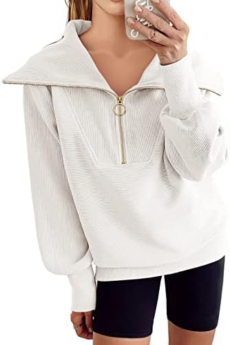 ANRABESS Bayan 2023 Sonbahar Moda Büyük Boy Çeyrek Zip Kazak Tişörtü Hoodie Genç Kızlar için Moda Y2K Giysileri