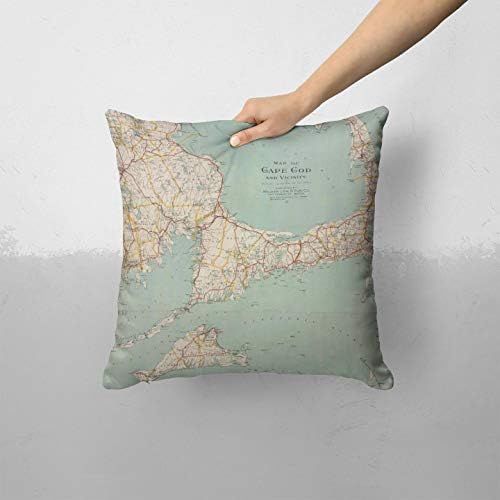 ııRov Cape Cod'un Vintage Haritası-Kanepe, Yatak veya Kanepe Yastığı için Özel Dekoratif Ev Dekoru İç veya Dış Mekan Kırlent Kılıfı
