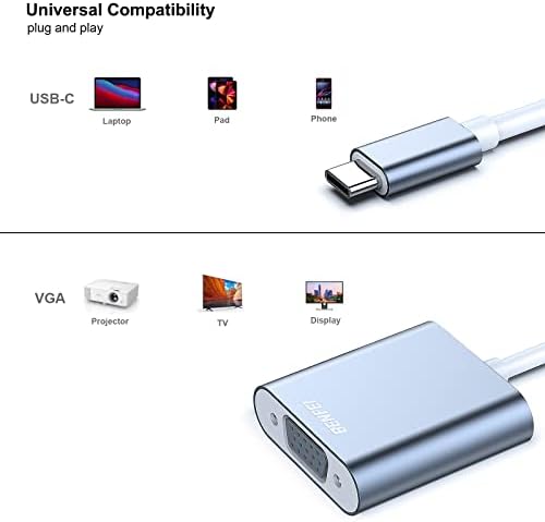 BENFEİ USB-C VGA 2 Paket Adaptörü, Thunderbolt 3 (USB Tip C) VGA Adaptörü Erkek Kadın Dönüştürücü Apple Yeni MacBook için Uyumlu [2017,]