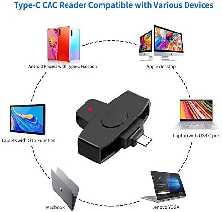 VOASTEK USB C CAC Kart Okuyucu, SAVUNMA Bakanlığı Askeri USB-C Ortak Erişim CAC Akıllı Kart Okuyucu, Kredi Kartı Okuyucu/CAC Çipli