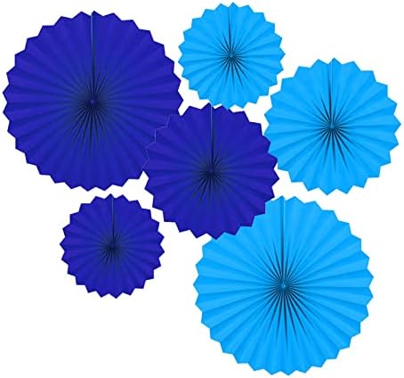 CC Wonderland Lacivert ve Mavi Yuvarlak Parti Asılı Kağıt Fanlar Süslemeleri Seti, 6'lı paket