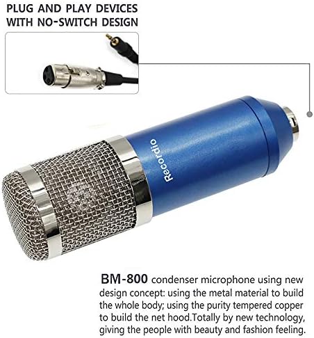 GAM-800 Profesyonel Stüdyo Yayın Kayıt Seti Kondenser Mikrofon Top Tipi Anti-Rüzgar Köpük Kap Güç Kablosu Siyah (Kırmızı)