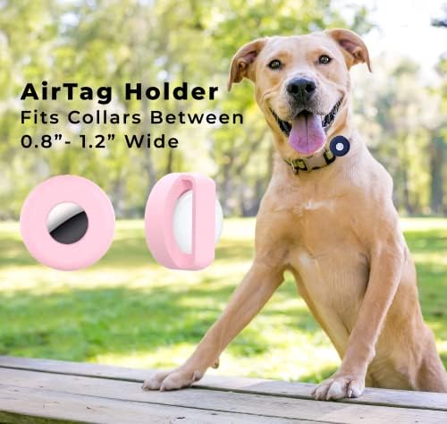 Airtag Köpek Tasması Tutucu (2'li Paket) Kolay Temizlenebilir Silikon, Anti-Kayıp GPS Hava Etiketi Kılıfı, Köpek Kedi Tasmaları ile