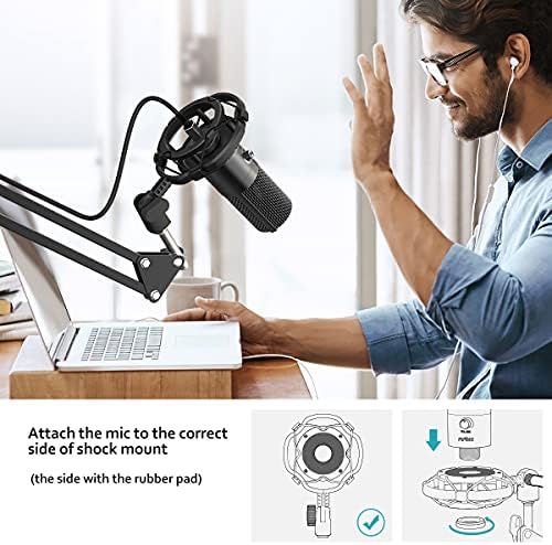 FIFINE Podcasting Mikrofon ve Pop Filtre, stüdyo USB Kayıt Mikrofon PC Kondenser Mikrofon Boom Kolu ile Paket, Pop Ekran için Aletleri