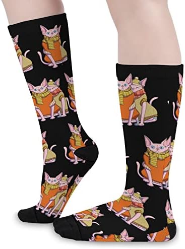 Kış Sphynx Yüksek Çorap Komik Sıcak Buzağı Tüp Çorap Renk Eşleştirme Çorap Erkekler Kadınlar için