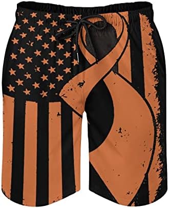 Lösemi Farkındalık Şerit Amerikan Bayrağı erkek Şort Rahat İpli egzersiz şortu Rahat plaj şortu Cepler ile