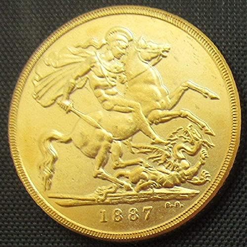 İngiliz 5 £ 1887 Yabancı Kopya Altın Kaplama Hatıra Paraları
