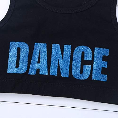 Loodgao Çocuk Kız Parlak Sequins Dans Kırpma Üst Racerback Tank Top Koşu Spor Yoga Spor Sütyen Jimnastik Atletik T-Shirt