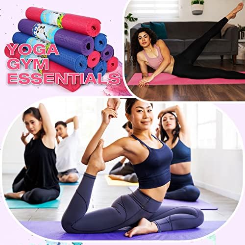 10 Adet Yoga Paspaslar ve 10 adet Yoga kayışı seti, 68x24x0. 16 İnç kaymaz egzersiz matı Egzersiz matı, germe Pilates Yoga Fitness
