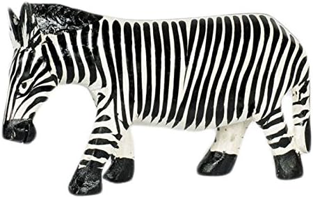 Maisha Küçük Oyma Ahşap Zebra Heykelcik, Boyalı Siyah & Beyaz, Adil Ticaret, Afrika