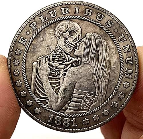 1881 Dolaşıp Sikke Kafatası Aşk Favori Gümüş Kaplama Sikke hatıra parası Şanslı Sikke Mücadelesi Coin Bitcoin Tahsil Sikke