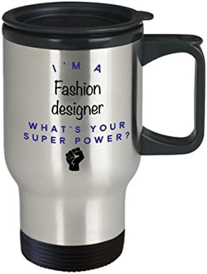 Moda Tasarımcısı Seyahat Kupası, ben Bir Moda Tasarımcısıyım Süper Güç Nedir? Komik Kariyer Kahve Kupaları, Erkek Kadın iş arkadaşları