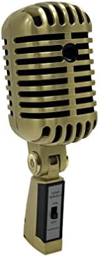 Vintage Metal Kondenser Akışlı Mikrofon, Altın Rengi, Eski Retro Vintage Tarzı, XLR kablosuyla Kardioid Mikrofon Akış, Yayın, Stüdyo