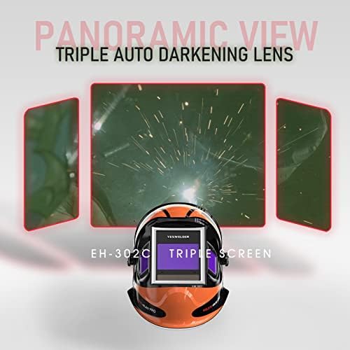 YESWELDER Panoramik 180 Görünüm Otomatik Kararan Kaynak Kask Yan Görünüm, Gerçek Renk En Yüksek Optik 1/1/1/1, 4 Ark Sensörü Geniş