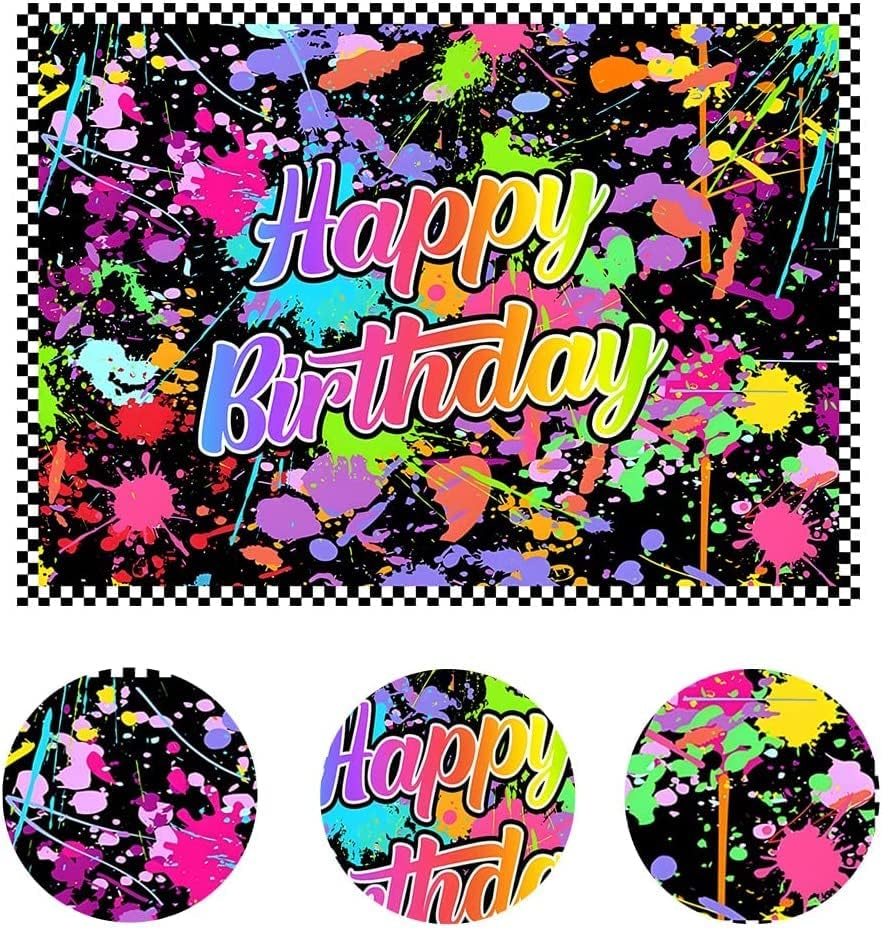 LYWYGG 7x5ft Doğum Günü Partisi Fotoğraf Arka Planında Renkli Graffiti Sıçrama Boya Arka Plan Erkek Kız Doğum Günü Partisi Kapalı Açık