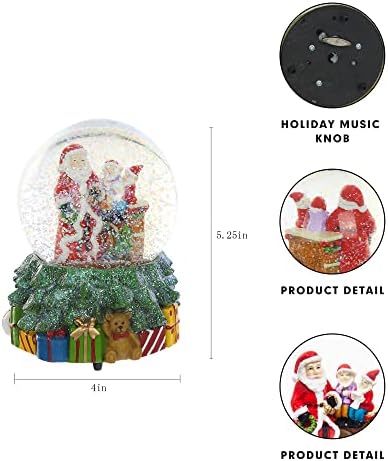 Çocuk ve Yetişkin Noel Baba için DUSVALLY Kar Küresi Hediye-Sahne, Noel ve Yeni Yıl için Kristal Müzikal Glitter Topu, Ev ve Ofis için
