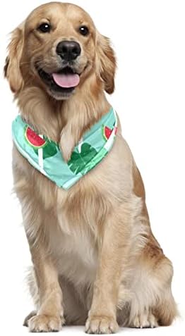 Ayarlanabilir Köpek Bandanalar 2 Parça, Tropikal Yapraklar Karpuz Mavi Şerit Yumuşak Fular Pet Günlük Giyim için, saçmalamak Önlükler