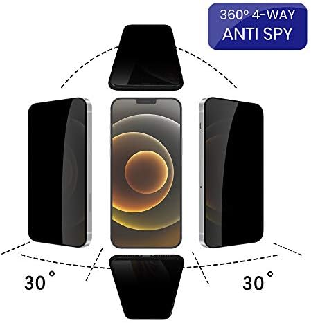 Omnifense 4 Yollu 360° Gizlilik Temperli Cam Ekran Koruyucu için Tasarlanmış iPhone 12 / iPhone 12 Pro [6.1 ] (2020), Yatay ve Dikey