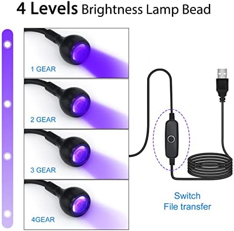 AORAEM tırnak lambası LED tırnak manikür Kurutucu kür ışık siyah Gooseneck ve Kelepçe oje (AA-Siyah)