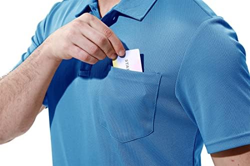 YSENTO erkek polo gömlekler Kuru Fit Kısa Kollu Yakalı Golf T Shirt cepli