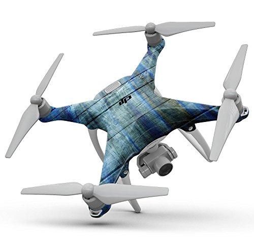 Tasarım Skinz Tasarım Skinz Mavi ve Yeşil Kravat Boyalı Ahşap Tam Vücut Wrap çıkartma kaplama Kiti ile Uyumlu Drone DJI Phantom 4 Pro