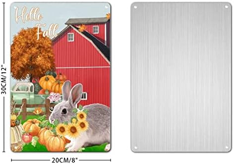 Merhaba Güz İşareti Sevimli Tavşan Çiçek Metal İşareti Kabak Akçaağaç çiftlik kamyonu Tabela Sonbahar Süslemeleri Şükran Günü Hediyesi