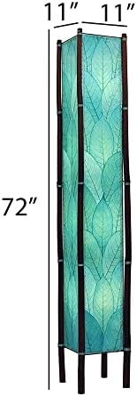 Eangee Home Design Fortune Dev Zemin Lambası Gerçek Kakao Yapraklarından Yapılmış Deniz Mavisi Gölge 11 İnç Uzunluk x 11 İnç Genişlik