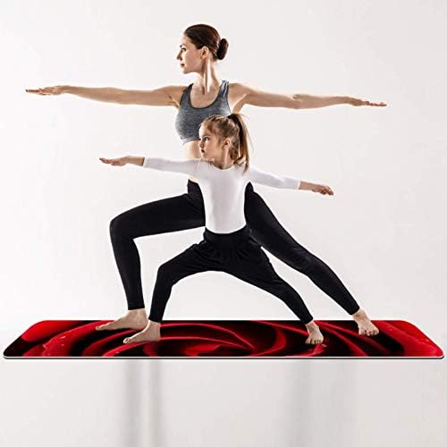 Siebzeh Kırmızı Gül Çiçek Su Damlaları ile Premium Kalın Yoga Mat Çevre Dostu Kauçuk Sağlık ve Fitness Her Türlü Egzersiz Yoga ve Pilates