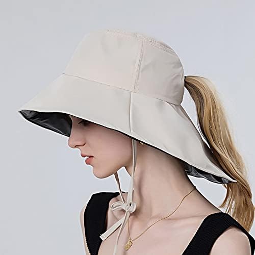 Kadın güneş şapkası Geniş Ağız Koruma plaj şapkası Düzensiz Uzatma Giyim At Kuyruğu yazlık şapkalar Bulanık Kova Şapka 90s