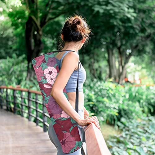RATGDN Yoga Mat Çantası, Petunya Çiçekleri Egzersiz Yoga matı Taşıyıcı Tam Zip Yoga Mat Taşıma Çantası Ayarlanabilir Kayış ile Kadınlar
