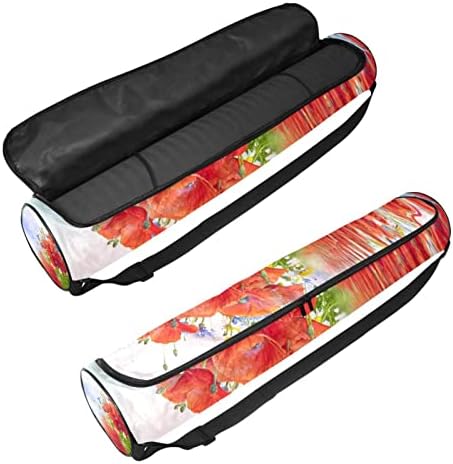 RATGDN Yoga Mat Çantası, haşhaş Çiçekleri egzersiz yoga matı Taşıyıcı Tam Zip Yoga Mat Taşıma Çantası Ayarlanabilir Kayış ile Kadınlar