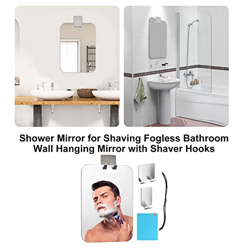 Layhou Duş Ayna Tıraş için Fogless Banyo Duvar Asılı Ayna Tıraş Makinesi Kanca ile Taşınabilir Sis-Ücretsiz Ayna için Günlük ve Seyahat