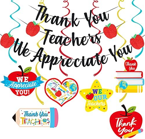 Siyah Teşekkür Ederim Öğretmenler Sizi Takdir Ediyoruz Afiş, Öğretmen Takdir Partisi Süslemeleri, Öğretmenler Günü için Öğretmen Takdir