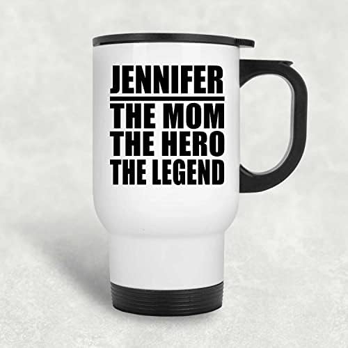 Designsify Jennifer Anne Kahraman Efsane, Beyaz Seyahat kupa 14 oz Paslanmaz Çelik termos kupa, hediyeler için Doğum Günü Yıldönümü