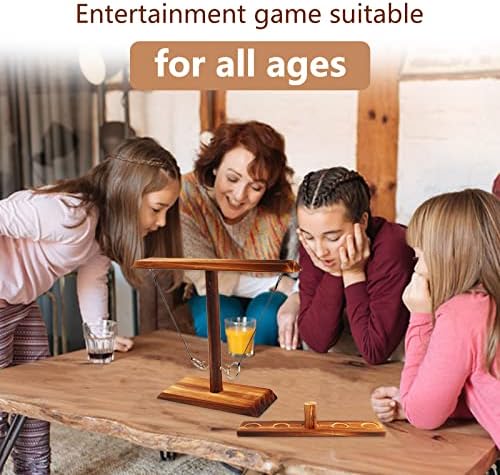 Yetişkinler için kanca ve halka atma oyunları: GJGAPA ınteraktif 2 oyuncu El yapımı ahşap masa üstü Halka salıncak oyunu Kolayca ayarlanabilir
