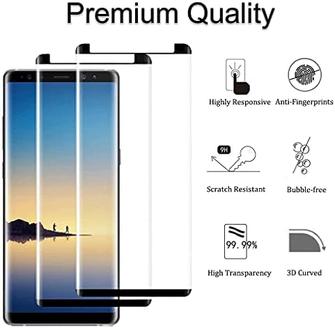 Galaxy Note 8 Ekran Koruyucu 【2 + 2 Paket】Kamera Lens Koruyucusu ile Kolay Kurulum [3D Cam ] Tam Kapsama 9H Sertlik Temperli Cam Ekran