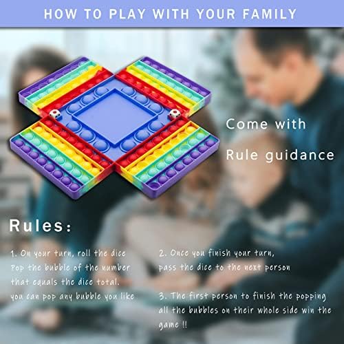 Gexond Büyük Boy Pop Oyun Tahtası Fidget Oyuncak, 4 Oyuncu Oyunları için Büyük Gökkuşağı Pop Satranç Tahtası - Ebeveyn/Çocuk Zamanı