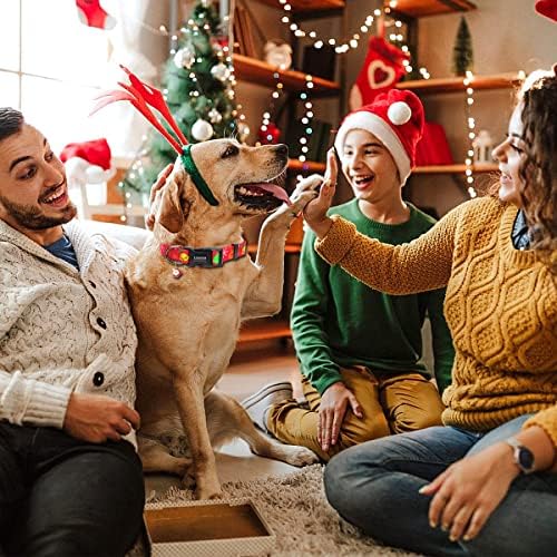 2 Paket Noel Köpek Tasması, Noel Baba ve Noel Ağacı Desenli Köpek Noel Tasmaları Noel için Köpek Tasması Küçük Orta Büyük Köpekler